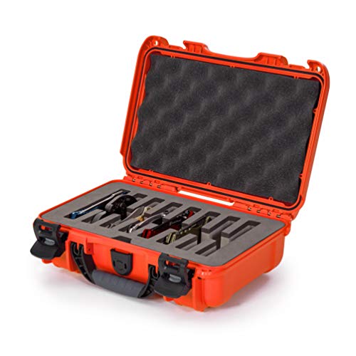 Waterproof Nanuk 909 Hard Case with Custom Foam Insert for 8 Pocket Knives - Orange