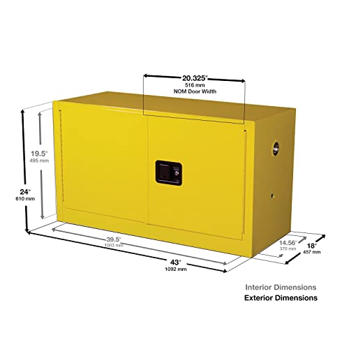 Eagle 15 Gallon Acid Corrosive Steel Add On Safety Cabinet, 1 Shelf, 2 Manual Closing Doors, Made in The USA, Blue, ADDCRAX