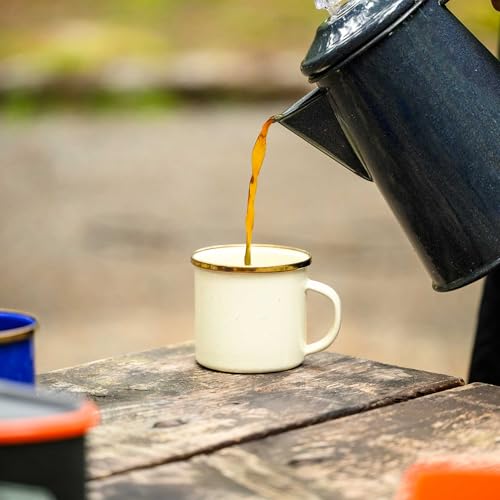 Mesa GSI Outdoors 8108 12 fl. oz. Cup – Enamel Steel Tableware Cup for Outdoor Use & Camping, Cream