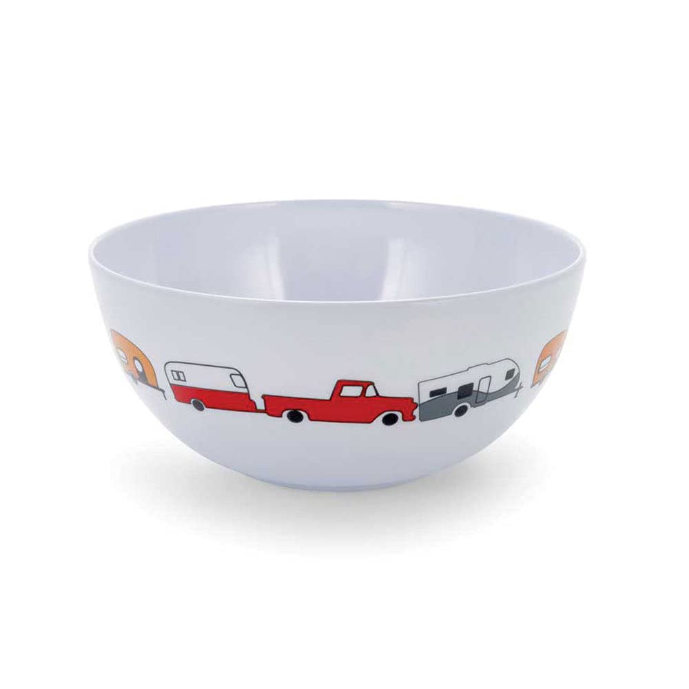Life is Better at The Campsite Bowl Camco | White with Multicolor Retro RV, Trailer and Camper Print | (53222)