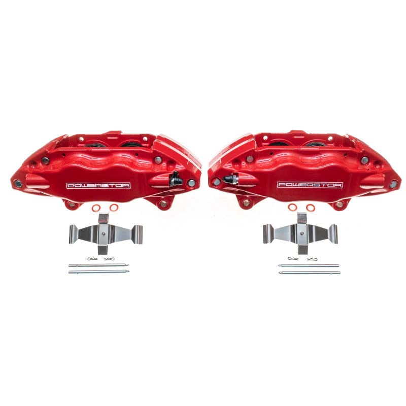 Power Stop Pair of High-Temp Red Powder Coated Front Calipers For Subaru Impreza 2004-2014, Subaru WRX STI 2013-2017 [Model Specific]