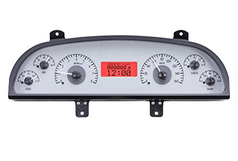VHX System-Silver Alloy Style Face w/Red Display Compatible with 1994-96 Chevy Caprice/Impala SS
