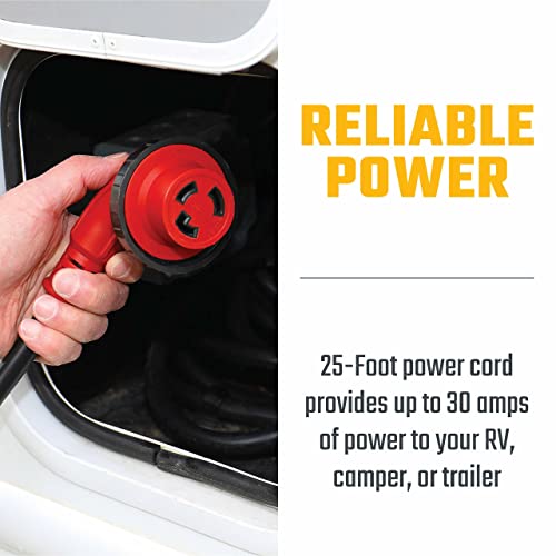 Mighty Cord Valterra - A10-3025ED RV 30-Amp Detachable Power Cord, 25-Foot Cord for RV, Red