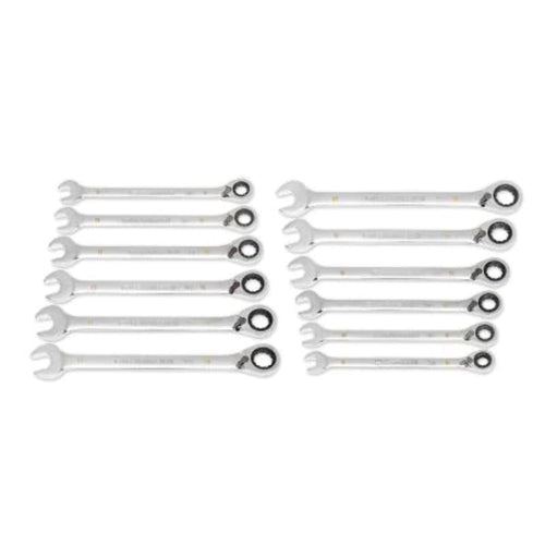 12 Piece GEARWRENCH 90-Tooth 12 Point Metric Reversible Ratcheting Wrench Set with Wrench Roll | 86628