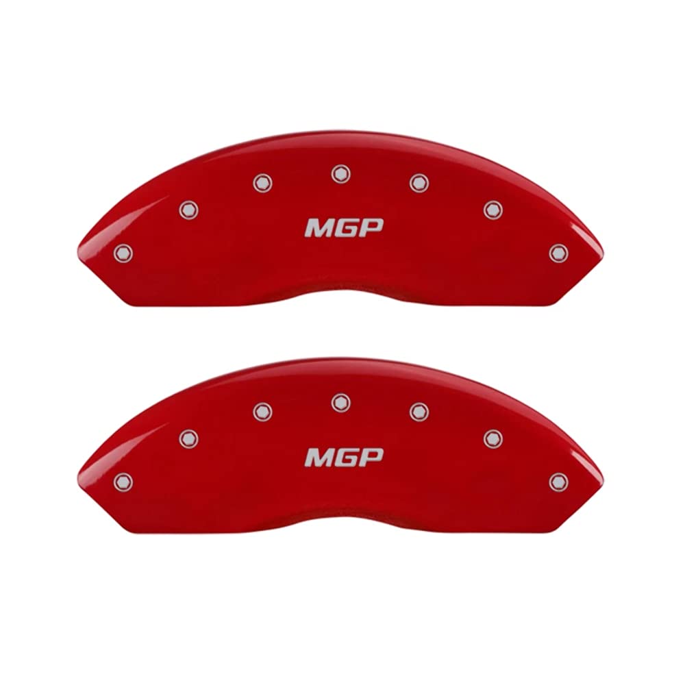 MGP 'MGP' Engraved Caliper Covers 37004SMGPRD with Red Powder Coat Finish and Silver Characters, (Set of 4)