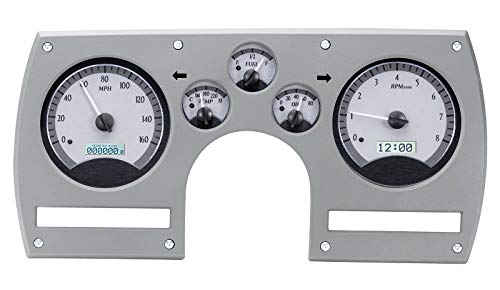Dakota Digital VHX-82C-CAM-S-W Analog Dash Gauge System Compatible with 1982-89 Chevy Camaro Silver Alloy White Backlighting