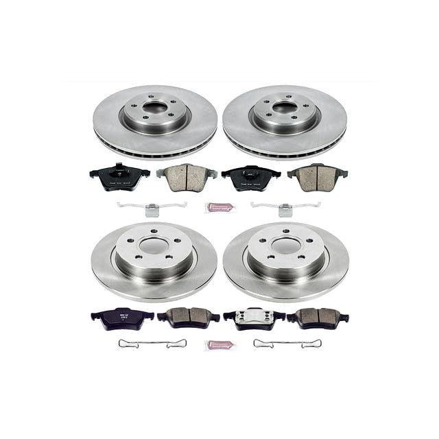 Power Stop Autospecialty KOE5470 Front and Rear Replacement Brake Kit-OE Brake Rotors & Ceramic Brake Pads For Volvo S40 2004-2005, Volvo V50 2005 [Model Specific]