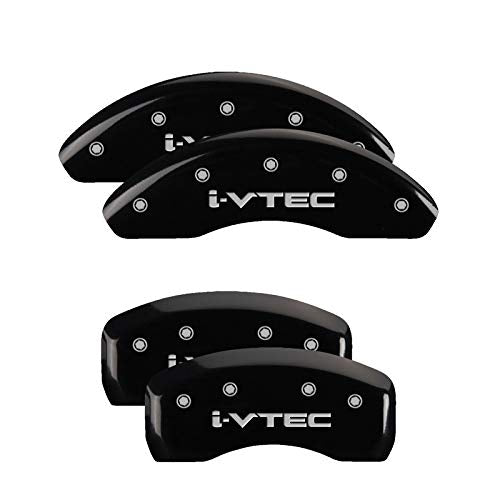 Brake Caliper Covers MGP - Compatible with 2018-2024 Honda Accord - Black Powder-Coated Finish, Alumium Front and Rear Caliper Covers - i-VTEC Engraving (Black)
