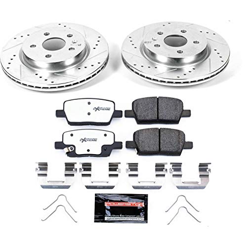Power Stop K7289-26 Z26 Carbon Fiber Brake Pads Rear with Drilled & Slotted Brake Rotors Kit For Cadillac CT6 2016-2019, Chevrolet Camaro 2016-2021 [Model Specific]