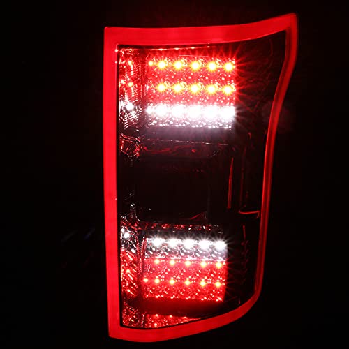 Red Smoke Tail Lights w/LED Light Bar SPEC-D TUNING Compatible with 2018-2020 Ford F-150, Left + Right Pair Assembly