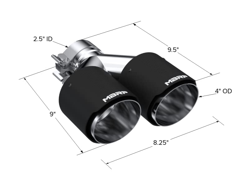 Carbon Fiber MBRP Universal Dual Tip 4in OD/2.5in Inlet