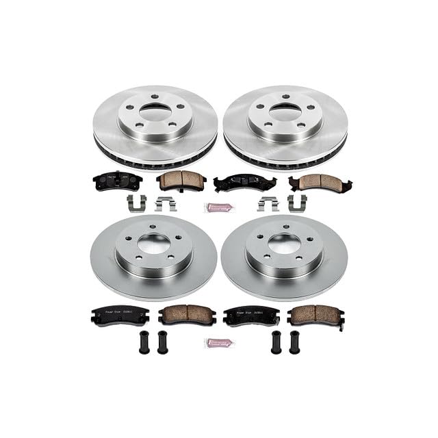 Power Stop Coated CRK2763 Brake Rotor & Ceramic Brake Pads - Front & Rear For Cadillac DeVille 1994-1996 Cadillac Eldorado 1994-1996 Cadillac Seville 1994-1996 [Vehicle Specific]