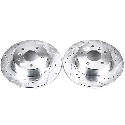 Power Stop Rear EBR485XPR Drilled & Slotted Rotor Pair For Land Rover Discovery 1999-2004, Land Rover Range Rover 1995-2002 [Model Specific]