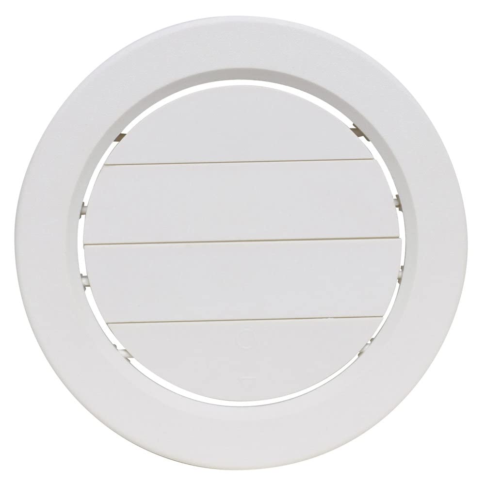 Valterra A10-3358VP Heating and A/C Dampered Register with 360° Rotation - 5-1/2" ID x 6-7/8" OD, White