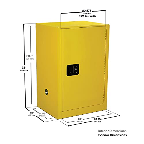 Justrite Hazardous Material Countertop Steel Safety Cabinet, 12 Gallon, Steel, Made in The USA, Blue, 861228