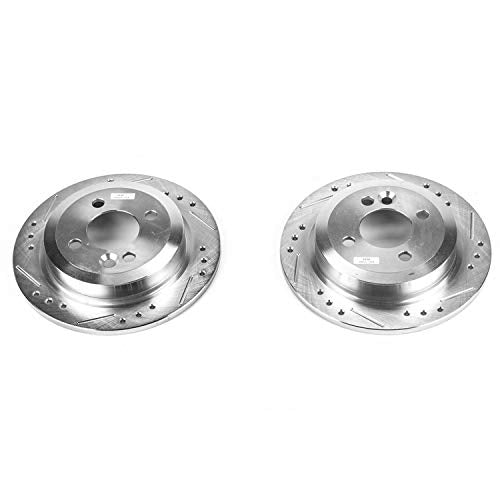Rear Power Stop EBR652XPR Drilled & Slotted Rotor Pair For Mini Cooper 2002-2006 [Model Specific]