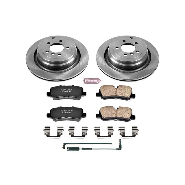 Power Stop KOE5624 Rear Replacement Brake Kit-OE Brake Rotors & Ceramic Brake Pads and 1 Rear Sensor Wire For Land Rover Range Rover 2006-2012 [Model Specific]