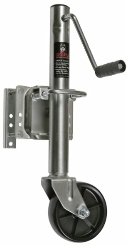 Husky Towing Manual Trailer Tongue Jack 30655 Swivel Round Side Wind 1000 lb Capacity 10 Inch Travel 25 Inch Lift Zinc Plated Steel Fits Tongues Up to 3 Inch x 5 Inch