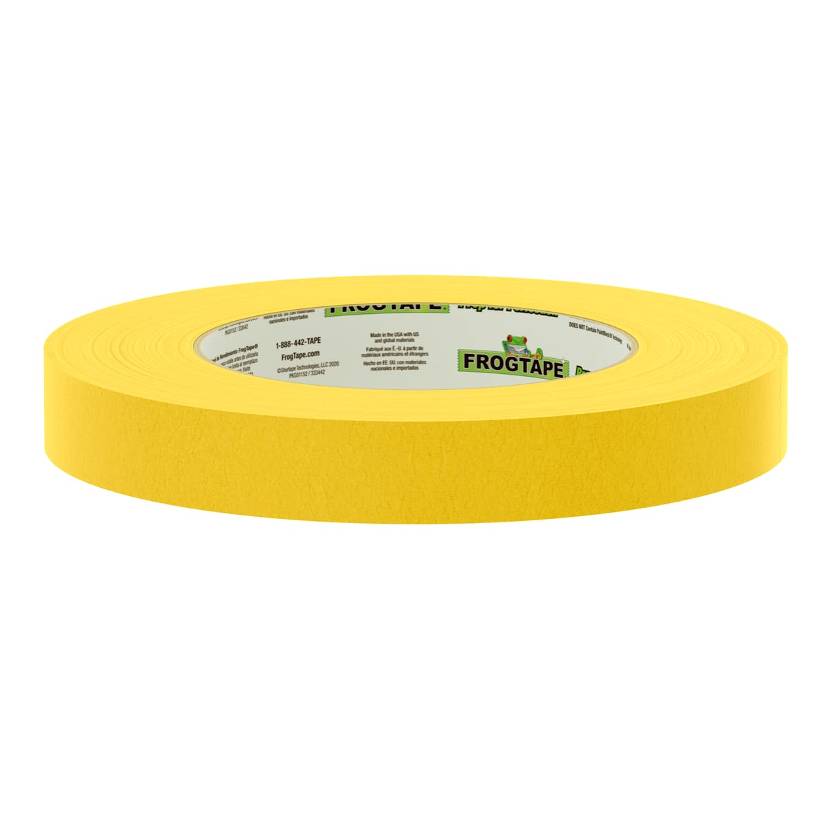 Gold FrogTape 225 Moderate Temperature Performance Grade Masking Tape, Medium-High Adhesion, 18mm x 55m, 8 Rolls per Pack