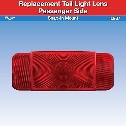 Replacement RV Designer L987 Tail Light Lens Passenger Side, DOT‑Compliant