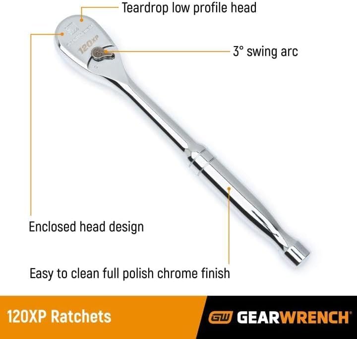 49 Pc. GEARWRENCH 1/2" Drive 6 Pt. 120XP Mechanics Tool Set, Standard & Deep, SAE/Metric - 80700P