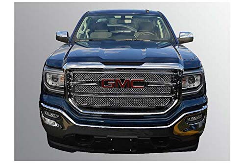 Black Horse Off Road 3 Pieces Chrome ABS Tape-On Grille Overlay Trims Excludes SLT Model BH-ABS471