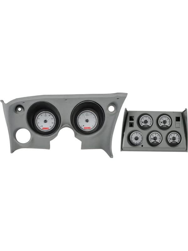 Dakota Digital 68-77 Corvette Chevy Dash Gauge System Analog Clock Silver Alloy Red VHX-68C-VTA-S-R
