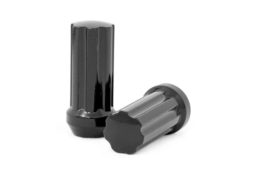 32-Piece Rough Country Lug Nut Set - 9/16 x 18 Thread, Bulge Acorn Style, Black Lug Nuts with Socket Key, Corrosion-Resistant for Aftermarket Wheels