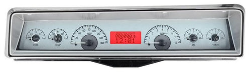 Dakota Digital VHX-66C-NOV-S-R Analog Dash Gauge System Compatible with 1966-67 Chevy Nova Silver Alloy Red Backlighting