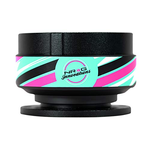 NRG Innovations Steering Wheel Gen 2.0 Quick Release Adapter 6-HOLE with Mounting Bolts, Quick Release - Black Body/Black ring with Shreddy Collab version 2 SFI no Horn, NRG-SRK-200-1BK-SDY2