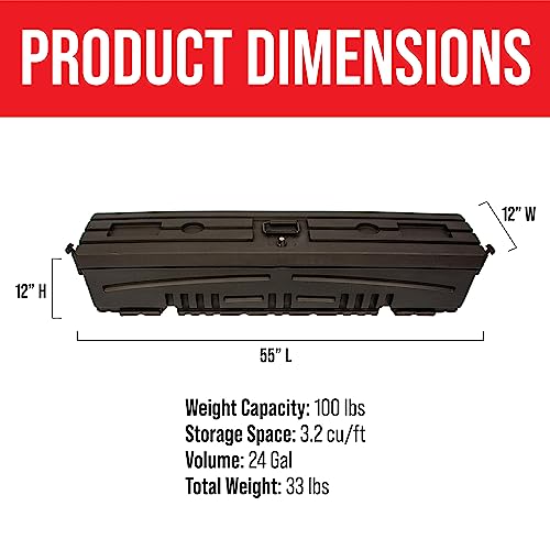 DuHa Humpstor 70800 Side Toolbox and Gear Storage fits Open Truck Beds and Tonneau Covers | Black Heavy-Duty Side Tool Box | Includes Mounting Hardware and Dividers