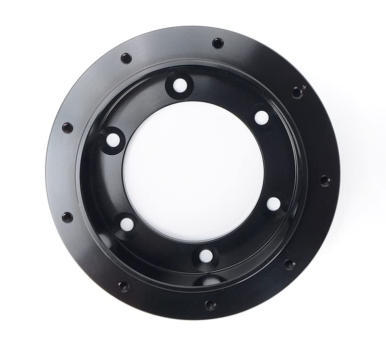 NRG Innovations Universal Steering Wheel 1/2" Spacer, 6061 Aluminum Hub Spacer w/Horn Space, 6x70mm Bolt Patterns 6 Hole to 9 Hole Adapter, Black, NRG-SRK-69BK