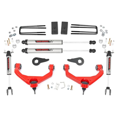 Rough Country 3.5" Lift Kit for Chevy Silverado & GMC Sierra 2500HD/3500HD w/Vertex Shocks (2011-2019 with Factory Rear Overload Springs) - Red Control Arms
