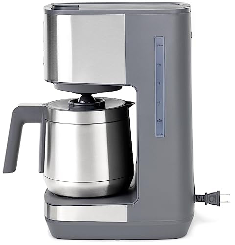 Drip Coffee Maker GE With Timer | 10-Cup Thermal Carafe Coffee Pot Keeps Coffee Warm for 2 Hours | Adjustable Brew Strength | Wide Shower Head for Maximum Flavor | Kitchen Essentials | Stainless Steel