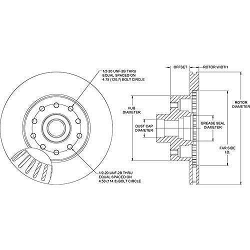 Wilwood HP Vented Rotor 160-14269 & Hub Diameter: 11.03 Width: 0.88 Bolt Circle: