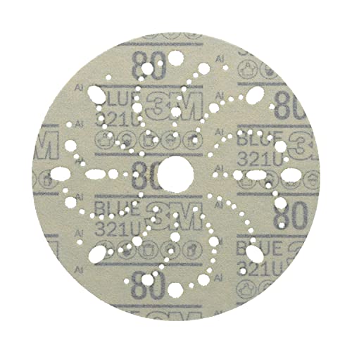 3M Hookit 3M-36172 Blue Abrasive Disc Multi-hole, 6, 80 Grade