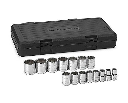 15 Pc. GEARWRENCH 1/2" Drive 12 Pt. Standard Socket Set, SAE - 80731