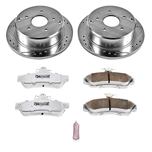 Power Stop K2935-26 Z26 Carbon Fiber Brake Pads Rear with Drilled & Slotted Brake Rotors Kit For Pontiac GTO 2004 [Model Specific]