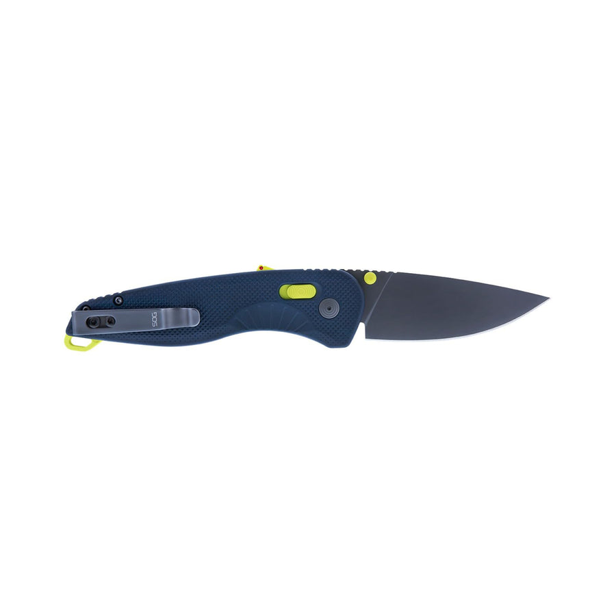 SOG Aegis AT Folding Knives Ambidextrous Outdoor Pocket Easy to Carry | CRYO D2 Stainless Steel Blade | AT-XR Lock, Indigo/Acid
