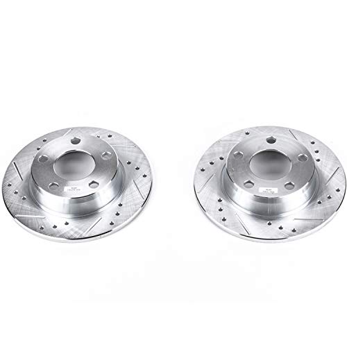 Rear Power Stop EBR658XPR Drilled & Slotted Rotor Pair For Audi A6 Quattro 1998-2004, Audi Allroad Quattro 2001-2005 [Model Specific]