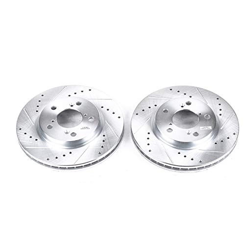 Power Stop Front JBR989XPR Drilled & Slotted Rotor Pair For Honda Odyssey 2005-2010 [Model Specific] Evolution