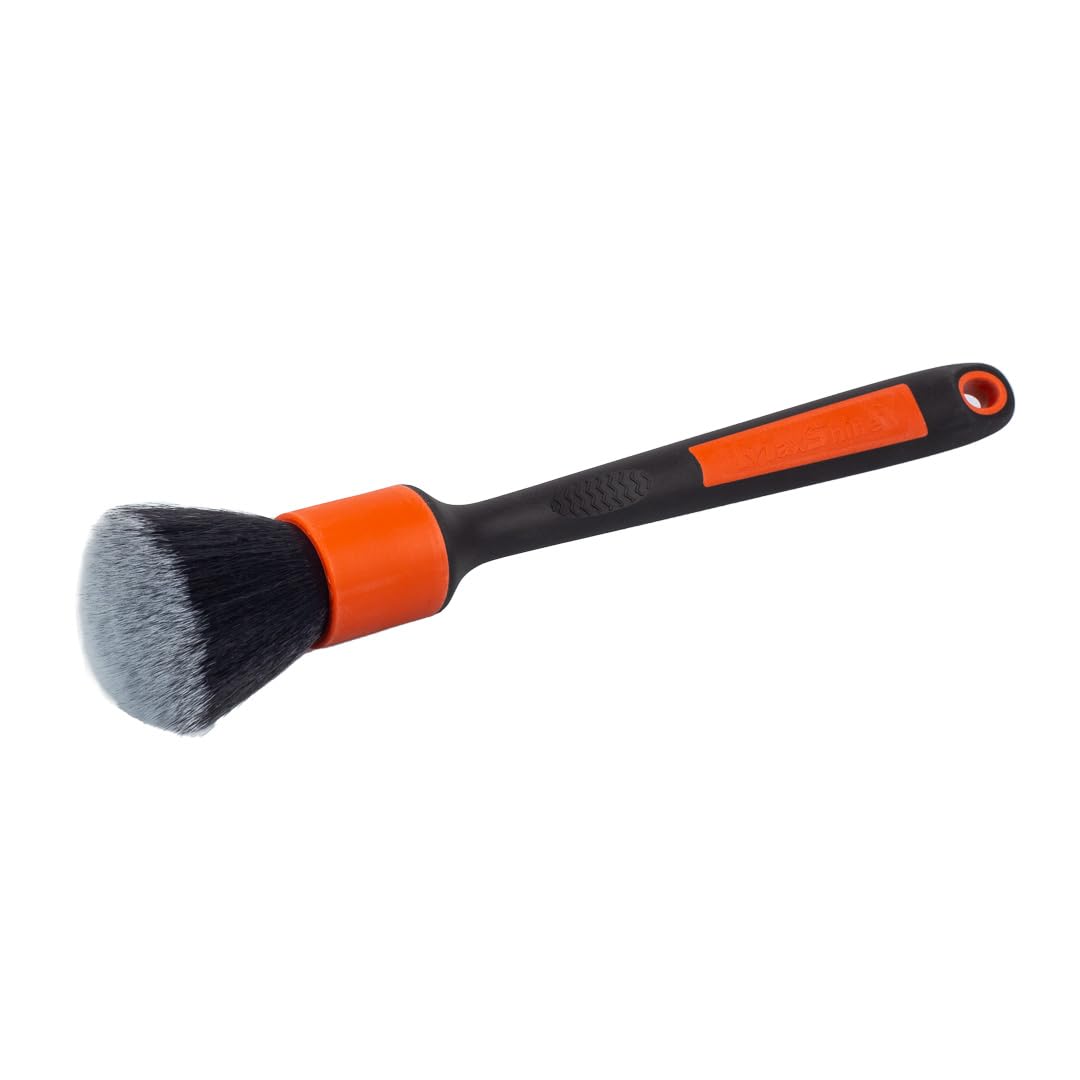 Maxshine Detailing Brush ESS Combo, Red, 2-Piece Set, Ultra Soft 612 Nylon Bristles, Non-Slip Handle, Chemical & Heat Resistant | Precision Cleaning for Auto Interior & Exterior