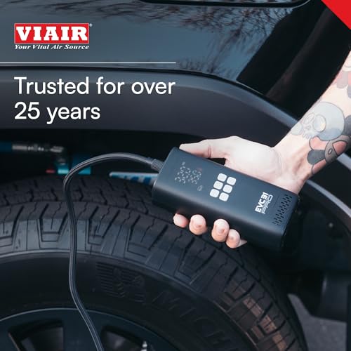 Every Vehicle Carry Viair EVC31 PRO - rechargeable, portable air compressor, dual power source, LED gauge w/preset - Tire Inflator Ideal for LT truck & suv's, cars, motorcycles, & E-bikes