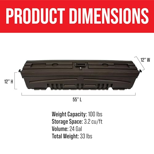 DuHa Humpstor 70801 Side Toolbox and Gear Storage fits Trucks with Toppers and Caps | Black Heavy-Duty Tool Box | Includes Mounting Hardware and Dividers