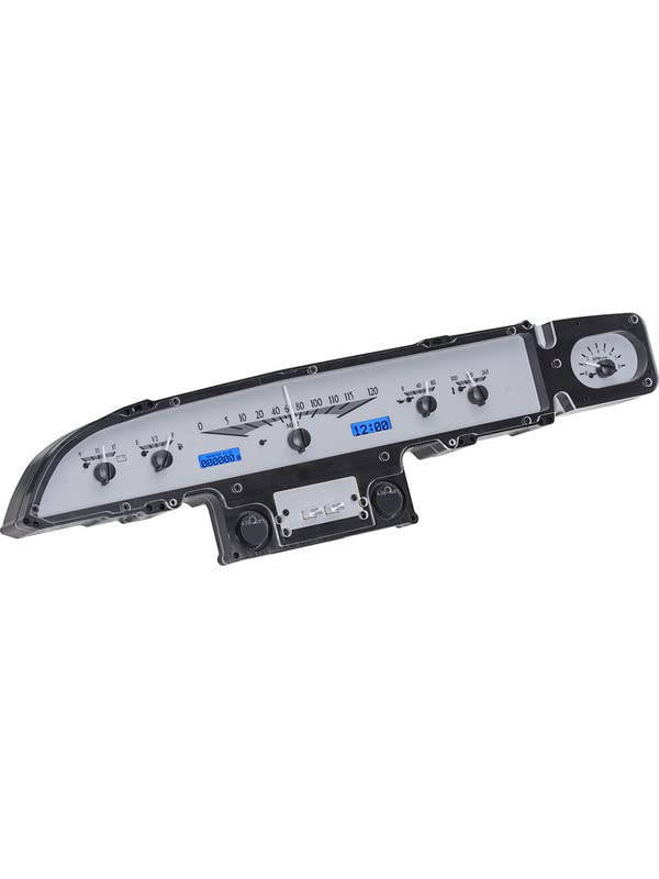 Dakota Digital VHX-60F-GAL-S-B Analog Gauge System Compatible with 1960 Ford Galaxie Mercury Monterey and Meteor 600 Silver Alloy Blue Backlighting