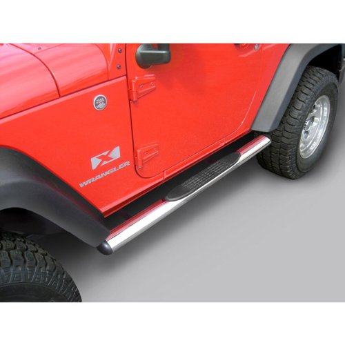 Tube Side Step Kit Rugged Ridge 11593.07, Oval, 4.25 Inch, Stainless; 07-18 Wrangler, 2 Door