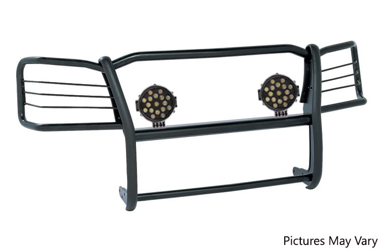 Grille Brush Black Horse Bumper Guard Modular Black Come with Pair of 7.0" Dia.LED Lights with Black Trim Rings Compatible with 2003-2009 Lexus GX470|2003-2009 Toyota 4Runner-17TU26MA-PLB