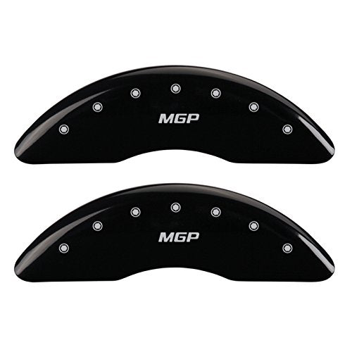 Caliper Covers MGP 23224SMGPBK (Black Powder Coat Finish, Engraved Front and Rear: MGP, Silver Characters, Set of 4)