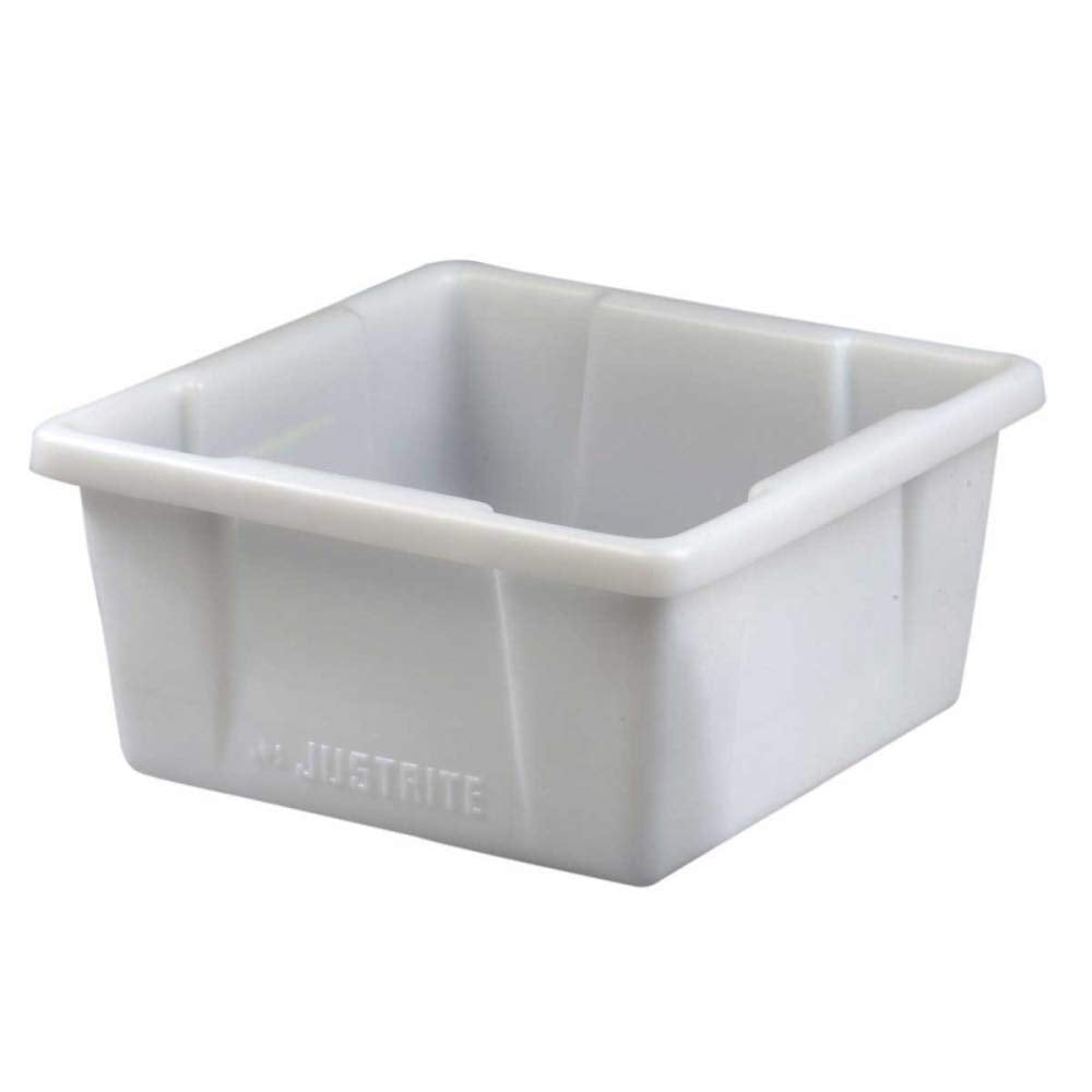 Polyethylene Justrite HPLC Can Spill Basin, 5 Gallon Capacity, 14-7/8" Width x 7-5/8" Height x 14-7/8" Depth, Translucent
