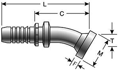 GlobalSpiral Couplings Gates 32GSP-32FL30M, Code 61 O-Ring Flange, Zinc Plated Carbon Steel, 10.70", 30° Bent Tube, 2" ID